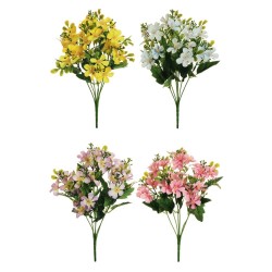 Lot de 36 - Mini buisson artificiel de cosmos X7, 36 cm - bleu clair lilas rose jaune 