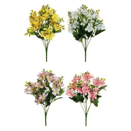 Lot de 36 - Mini buisson artificiel de cosmos X7, 36 cm - bleu clair lilas rose jaune 