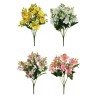 Lot de 36 - Mini buisson artificiel de cosmos X7, 36 cm - bleu clair lilas rose jaune 