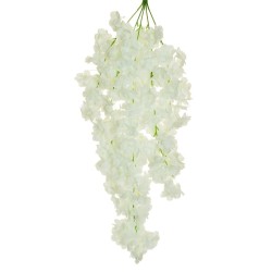 Lot de 24 - Buisson suspendu artificiel de fleurs de pêcher X5, 70 cm - blanc 