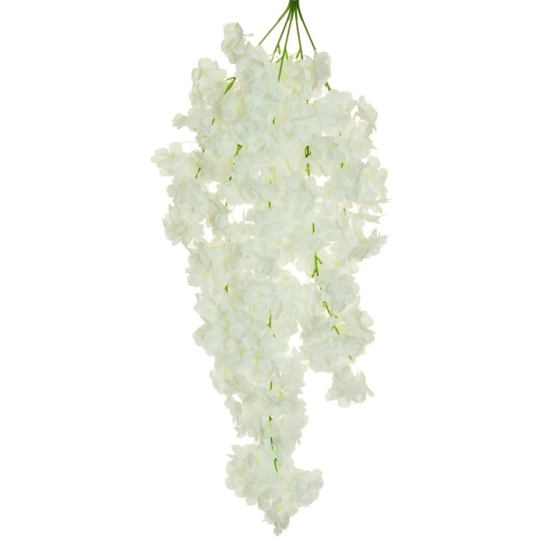 Lot de 24 - Buisson suspendu artificiel de fleurs de pêcher X5, 70 cm - blanc 