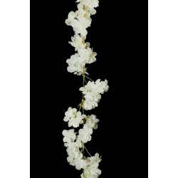 Lot de 48 - Guirlande artificielle de fleurs de pêcher, 180 cm - blanc 