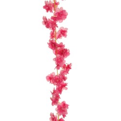 Lot de 48 - Guirlande artificielle de fleurs de pêcher, 180 cm - rose vif 
