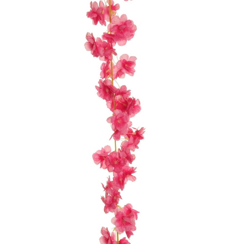 Lot de 48 - Guirlande artificielle de fleurs de pêcher, 180 cm - rose vif 