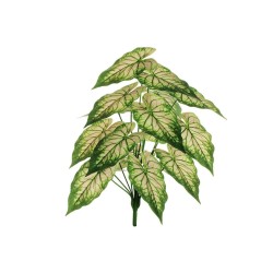 Lot de 24 - Buisson artificiel d'alocasia toucher réel X18, 60 cm - vert rose crème 