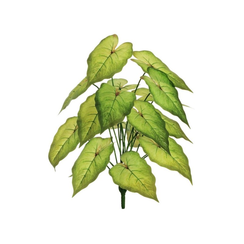 Lot de 24 - Buisson artificiel d'alocasia toucher réel X18, 60 cm - vert clair 