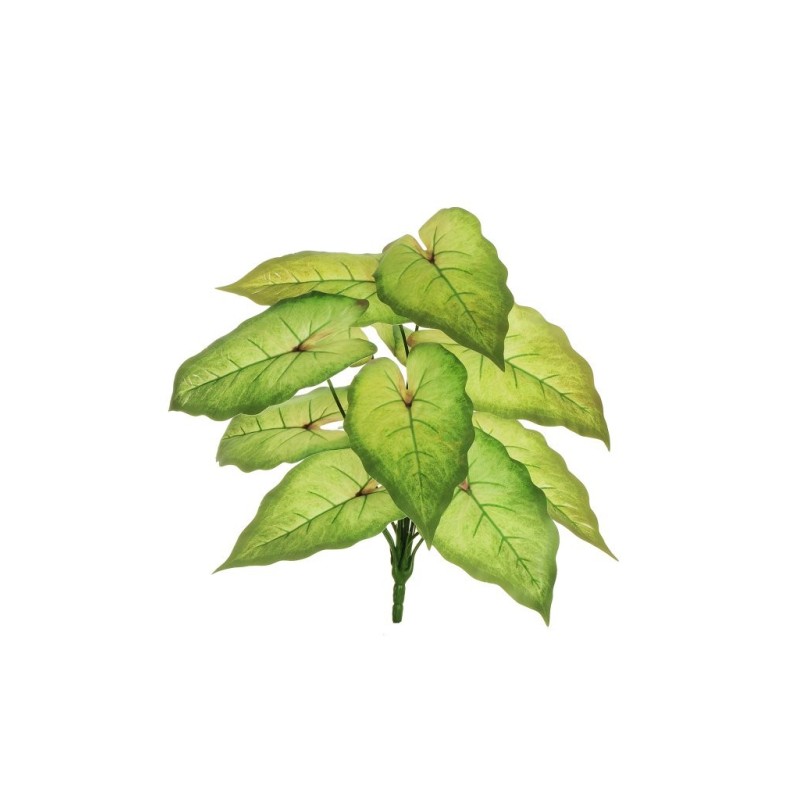 Lot de 24 - Buisson artificiel d'alocasia toucher réel X12, 47 cm - vert clair 