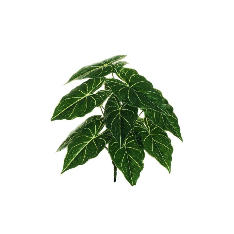 Lot de 24 - Buisson artificiel d'alocasia toucher réel X12, 47 cm - vert crème 