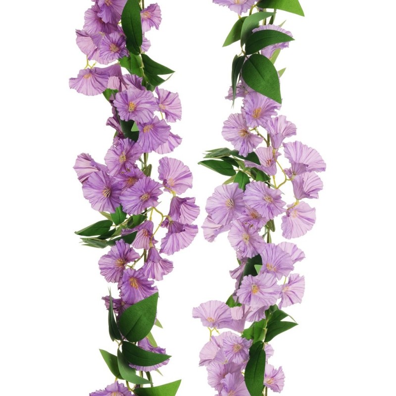 Lot de 12 - Guirlande artificielle de pétunias, 165 cm - lilas lavande 