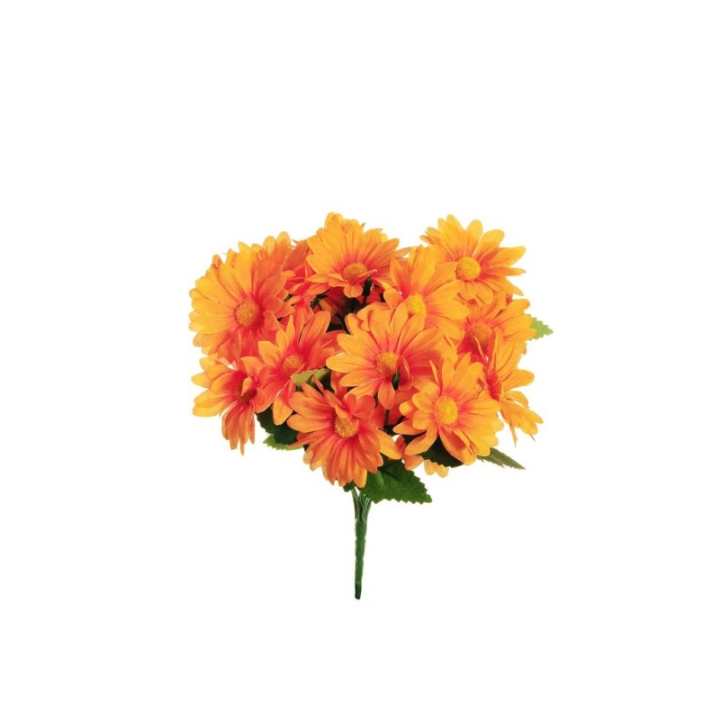 Lot de 36 - Mini buisson artificiel de marguerites X7, 32 cm - orange 