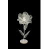 Lot de 6 - Petit coquelicot artificiel organza sur socle bois D. 40 cm, 100 cm - blanc 