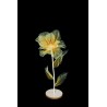 Lot de 6 - Petit coquelicot artificiel organza sur socle bois D. 40 cm, 100 cm - jaune crème 