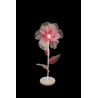 Lot de 6 - Petit coquelicot artificiel organza sur socle bois D. 40 cm, 100 cm - rose vif 