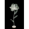 Lot de 6 - Coquelicot artificiel moyen organza sur socle bois D. 50 cm, 140 cm - blanc 