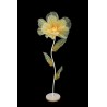 Lot de 6 - Coquelicot artificiel moyen organza sur socle bois D. 50 cm, 140 cm - jaune crème 