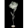Lot de 6 - Grand coquelicot artificiel organza sur socle bois D. 60 cm, 170 cm - blanc 