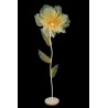 Lot de 6 - Grand coquelicot artificiel organza sur socle bois D. 60 cm, 170 cm - jaune crème 