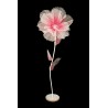 Lot de 6 - Grand coquelicot artificiel organza sur socle bois D. 60 cm, 170 cm - rose vif 