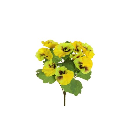 Lot de 24 - Buisson artificiel de pensées X5, 31 cm - jaune 