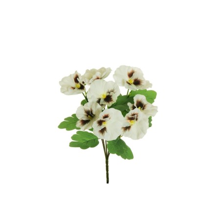 Lot de 24 - Buisson artificiel de pensées X5, 31 cm - blanc 