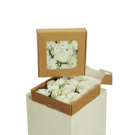 Lot de 12 - Jardinière artificielle de fleurs mélangées X18, 25 x 25 cm - blanc 
