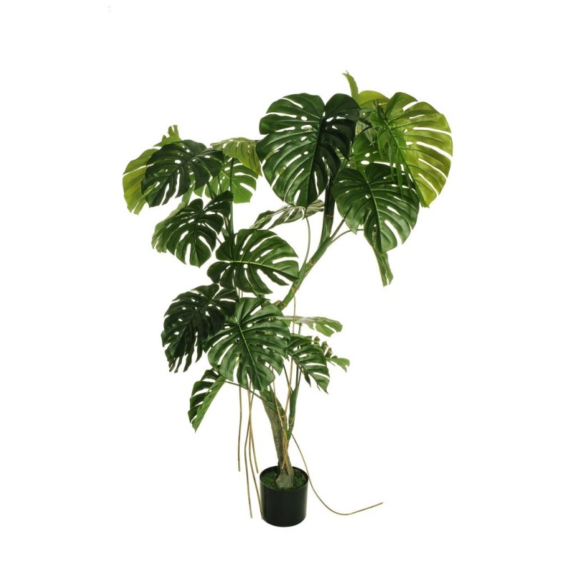 Plante artificielle philodendron monstera toucher réel en pot, 210 cm - vert 