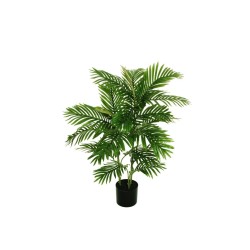Lot de 4 - Palmier areca artificiel toucher réel en pot, 90 cm - vert 