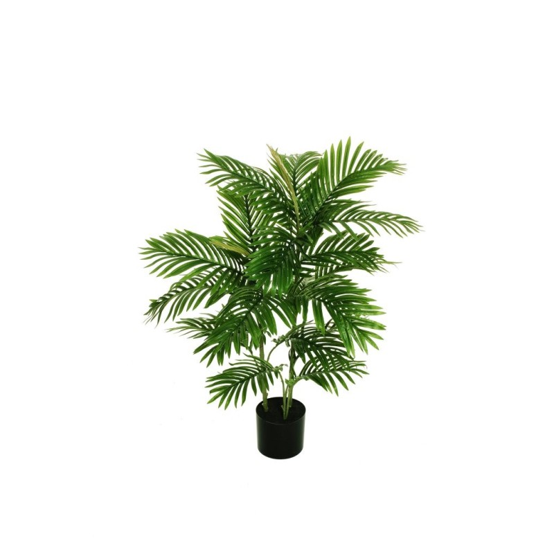 Lot de 4 - Palmier areca artificiel toucher réel en pot, 90 cm - vert 