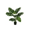Lot de 4 - Plante artificielle philodendron monstera toucher réel en pot, 80 cm - vert 