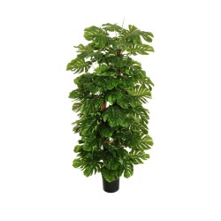 Lot de 2 - Plante artificielle philodendron monstera toucher réel en pot, 150 cm - vert 