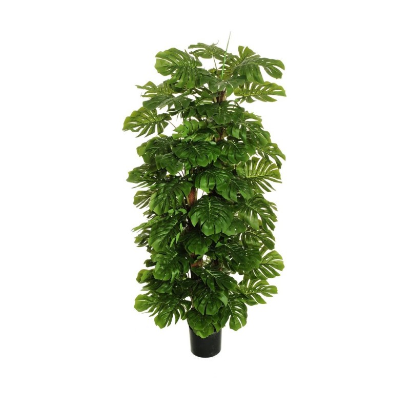 Lot de 2 - Plante artificielle philodendron monstera toucher réel en pot, 150 cm - vert 