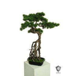 Lot de 2 - Bonsaï artificiel de pin Ming anti-UV en pot rectangulaire, 76 cm - vert 