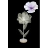 Lot de 6 - Petit coquelicot artificiel organza sur socle bois D. 40 cm, 100 cm - violet crème 
