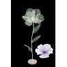 Lot de 6 - Coquelicot artificiel moyen organza sur socle bois D. 50 cm, 140 cm - violet crème 