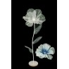 Lot de 6 - Coquelicot artificiel moyen organza sur socle bois D. 50 cm, 140 cm - bleu crème 