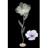 Lot de 6 - Grand coquelicot artificiel organza sur socle bois D. 60 cm, 170 cm - violet crème 