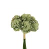 Lot de 12 - Bouquet artificiel de pivoines X7 sur socle raphia, 34 cm - vert sauge 