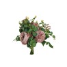 Lot de 6 - Bouquet artificiel de roses chou, eucalyptus et baies X8, 33 cm - mauve 
