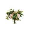 Lot de 6 - Bouquet artificiel de roses chou, eucalyptus et baies X8, 33 cm - rose clair 