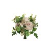 Lot de 6 - Bouquet artificiel de roses chou, eucalyptus et baies X8, 33 cm - rose ancien 