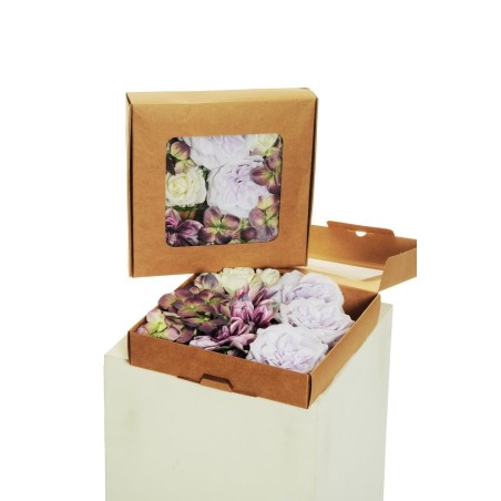 Lot de 12 - Jardinière artificielle de fleurs mélangées X12, 25 x 25 cm - crème lavande violet 