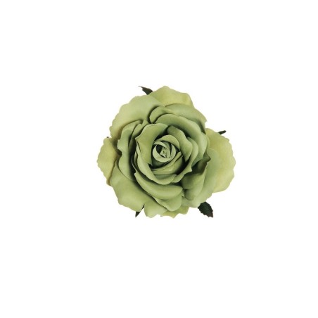 Lot de 48 - Tête artificielle de rose Queen D. 12 cm - vert sauge 