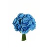 Lot de 12 - Bouquet artificiel de roses de mariée X9, 25 cm - bleu clair 