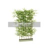 Lot de 2 - Clôture artificielle de bambou toucher réel avec troncs naturels sur socle métal, 120 cm - vert 