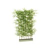 Lot de 2 - Clôture artificielle de bambou toucher réel avec troncs naturels sur socle métal, 150 cm - vert 