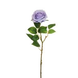 Lot de 24 Rose équateur avec 3 feuilles, tête ø 9 cm, 65 cm artificielle lavande claire 