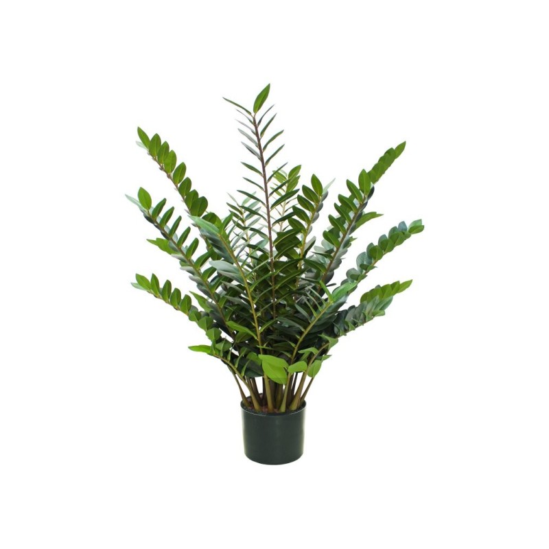 Lot de 2 - Plante artificielle zamioculcas zamiifolia toucher réel en pot, 120 cm - vert 