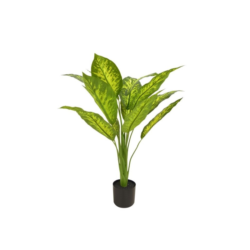 Lot de 4 - Plante artificielle dieffenbachia toucher réel en pot, 90 cm - vert jaune 