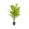 Lot de 4 - Plante artificielle dieffenbachia toucher réel en pot, 120 cm - vert jaune 