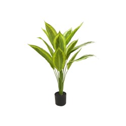 Lot de 4 - Plante artificielle calathea picturata toucher réel en pot, 90 cm - vert crème 
